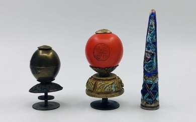 Two Chinese Peking Court Hat Finial and Nail Prote