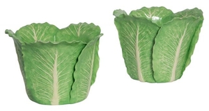 Two Dodie Thayer Green Glazed Ceramic Cabbage-Form Jardinières