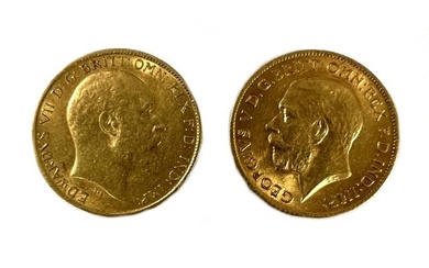 Two 'King's Head' half sovereigns