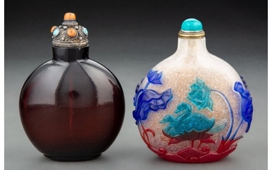 Two Large Chinese Peking Glass Snuff Bottles Mar