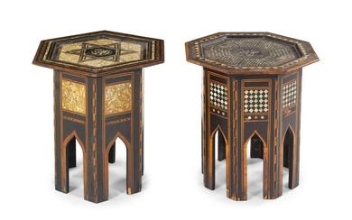 Two Moorish Style Mother-of-Pearl Inlaid Side Tables