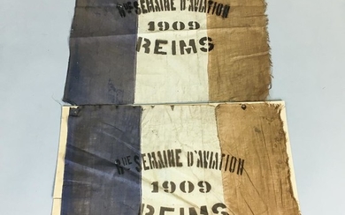 Two Reims Linen Aviation Meet Flags. Estimate $200-400