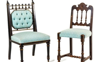 Two Victorian Side Chairs Height of tallest 38 x width