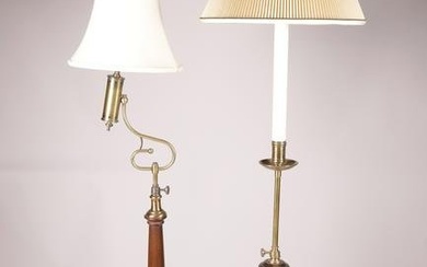Two Vintage Mahogany and Brass Floor Lamps