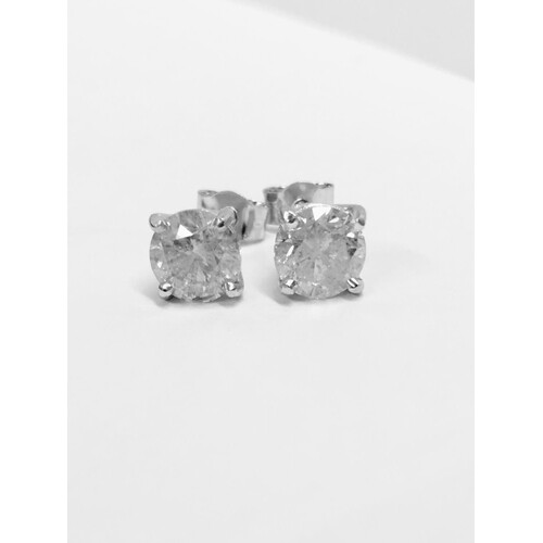 2ct diamond earrings,Two one carat diamond brilliant cut dia...