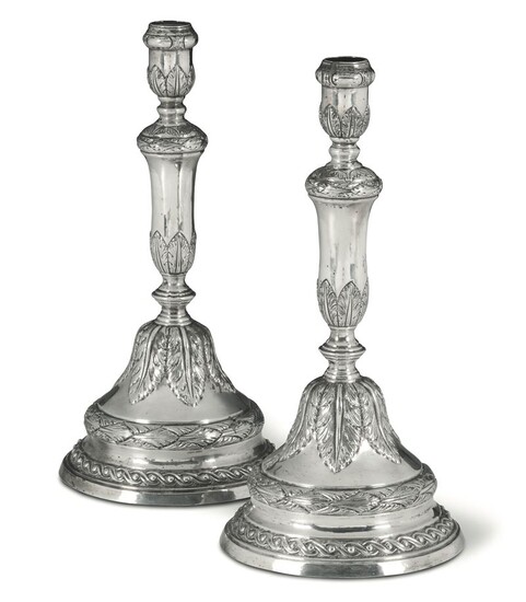 Two silver candle holders, Italy, 1900s