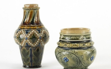 Two stoneware vases in the style of Martin Brothers