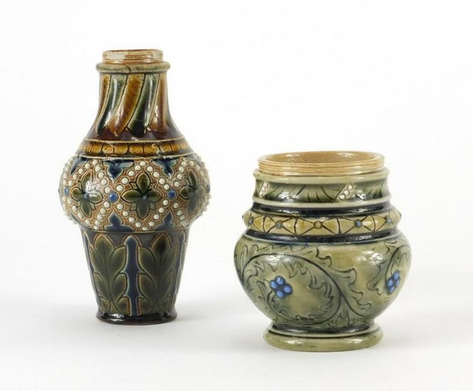 Two stoneware vases in the style of Martin Brothers