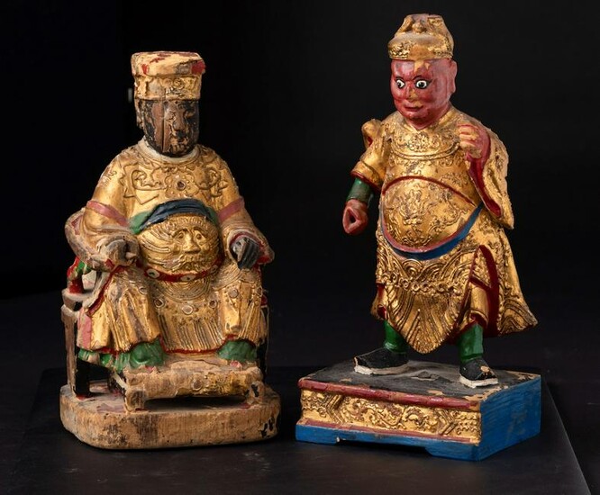 Two wooden sculptures, China, Qing Dynasty, Two wooden