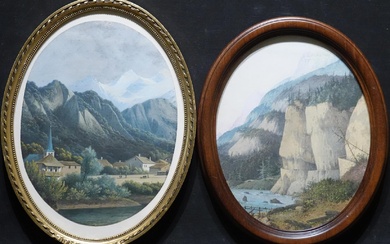 (-), Two works, European School (19th century), Mountaineous...