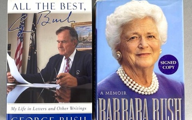 U.S. President George H.W. & Barbara Bush signed book lot All The Best and Memoir