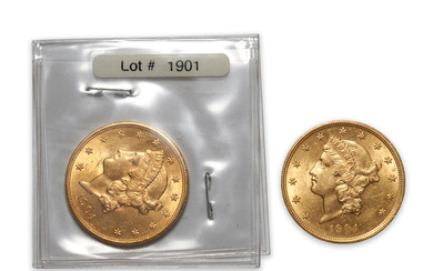 United States Two 1904 Liberty $20 Double Eagle Gold Coins.