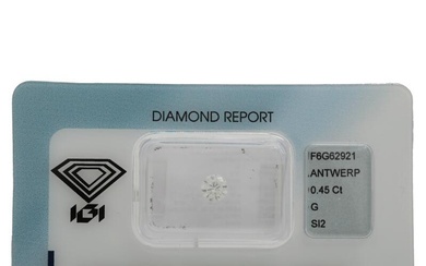 Unmounted brilliant-cut diamond weighing 0.45 ct. Colour G. Clarity SI2
