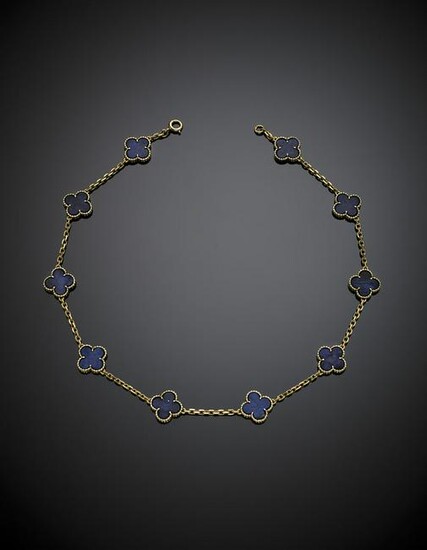 VAN CLEEF & ARPELS Yellow gold and lapis "Alhambra"