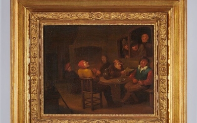 VAN HEEMSKERK Egbert "L'Auberge" Huile sur toile non signée 33 x 40,5 cm