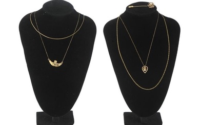 VINTAGE 12K GOLD NECKLACES AND LAPEL PIN