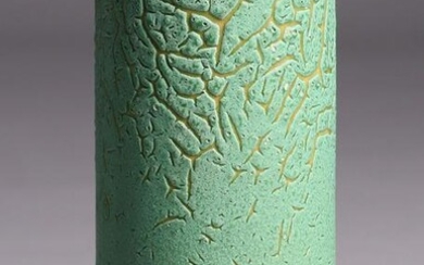 Valentien Pottery Matte Green Cylinder Vase c1910