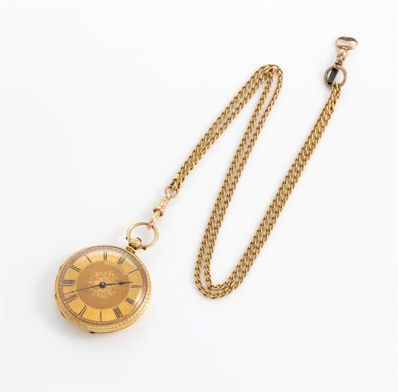 Victorian 18ct gold fob watch with Hardy Brothers movement, engraved...