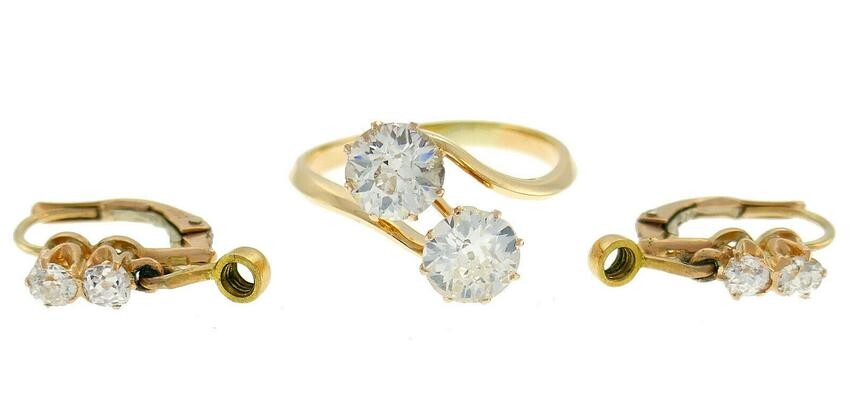 Victorian Diamond Gold RING Earrings Interchangeabl; e