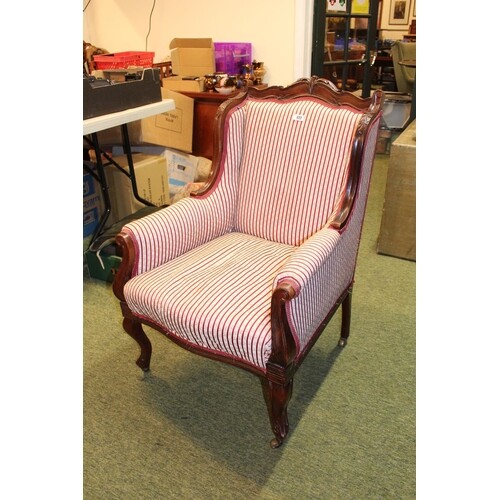 Victorian Mahogany framed Elbow chair with upholstered seat ...