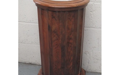 Victorian figured mahogany fluted cylindrical bedside pot cu...