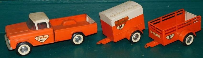 Vintage Nylint U-Haul Truck & 2 Trailers