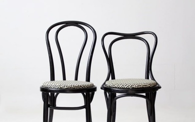 Vintage Painted Bentwood Chairs With Upholstery Pair