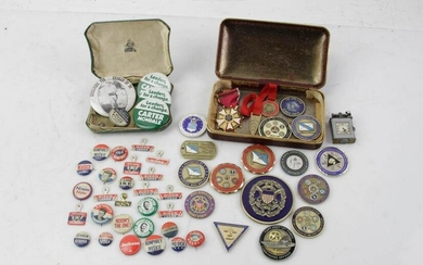 Vintage Political Buttons Lot and Challenge Coins