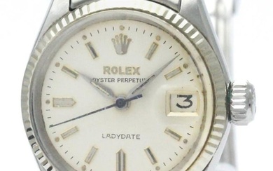 Vintage ROLEX Oyster Perpetual Date 6517 White Gold Steel Ladies Watch BF568972