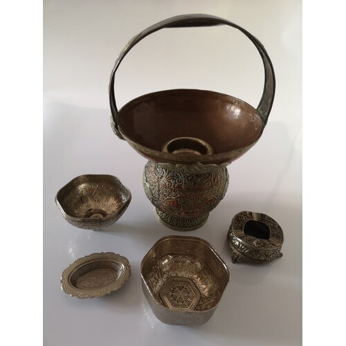 Vintage or antique Tibetan Begging or Offering bowl. With lo...