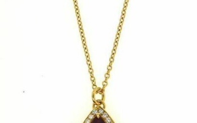 WOW 18k Gold, Ruby & Diamond Rain Drop Necklace