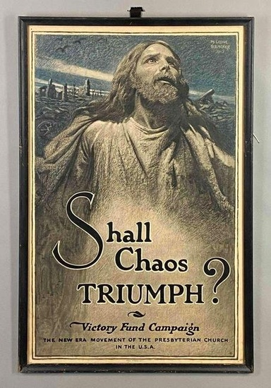 WW1 1919 M. Leone Bracker Shall Chaos Triumph Victory Fund Campaign Print