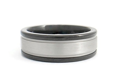 White Gold Black Tungsten Ring