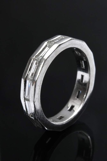 White gold 750 memory ring with baguette diamonds (total approx. 2.52ct/VSI/TCR), 6g, size 53