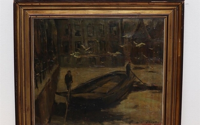 Willem Arnoldus Witsen (1860-1923), gesign. r.o., winters stadsgezicht met gezicht op...