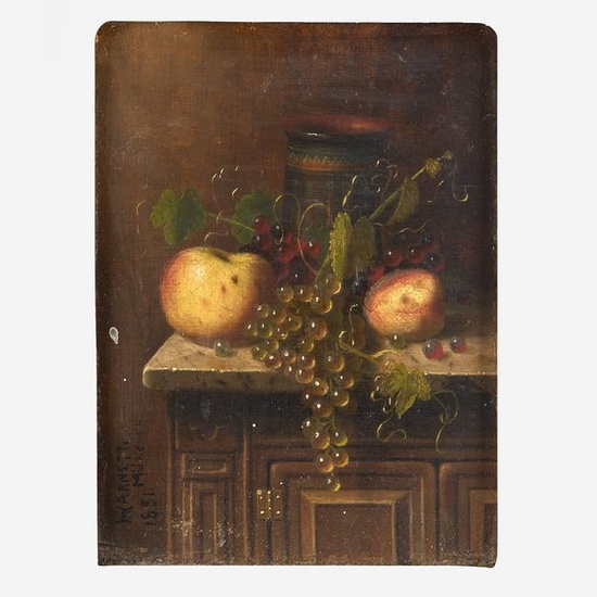 William Michael Harnett (American, 1848–1892) - Still Life with Egyptian Vase, Apples and