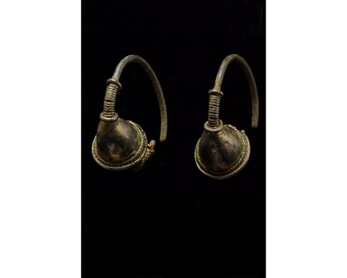 VIKING AGE GILDED SILVER TEMPLE EARRINGS
