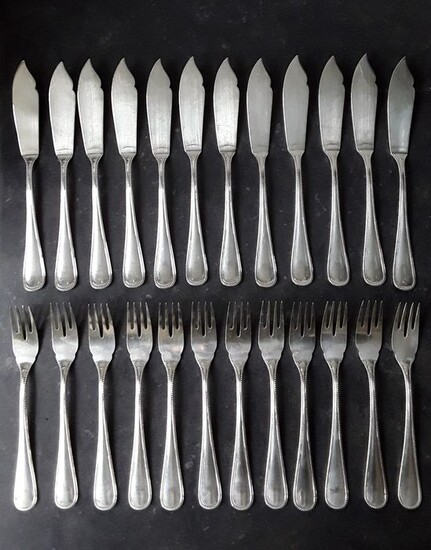 fish cutlery (24) - .800 silver - BSF - Germany - First half 20th century