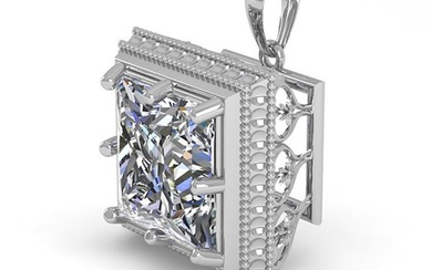 1 ctw VS/SI Princess Diamond Necklace Art Deco 18k White Gold