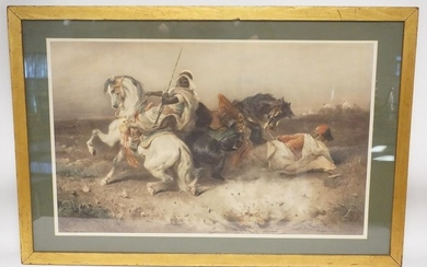 ADOLF SCHREYER LITHO OF AN ARABIAN FIGHTING SCENE