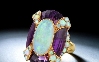 Cartier Large Amethyst and Opal Ring