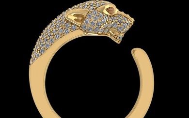 1.03 Ctw VS/SI1 Morganite And Diamond 14K Yellow Gold Panther Face Ring
