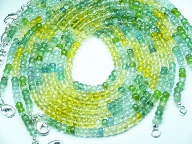 109 ct. Multi-color Aquamarine Rondelle Beads Necklace