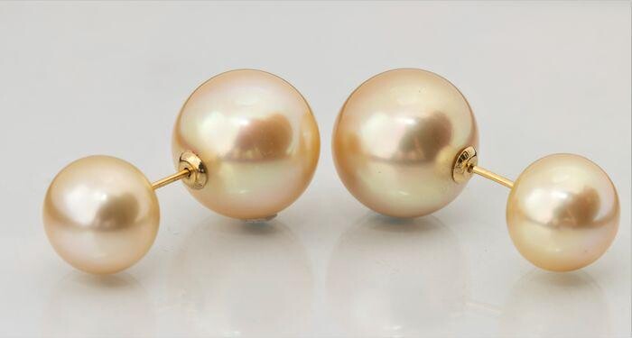 10x13mm Round Golden South Sea Pearls - 18 kt. Yellow