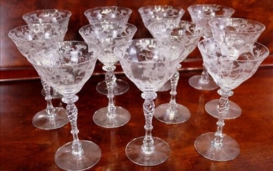 11 piece crystal etched wine glasses
