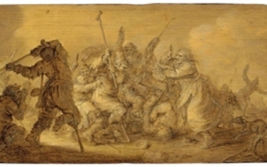 Adriaen Pietersz. van de Venne (Delft 1589-1662 The Hague), Fighting beggars - en brunaille