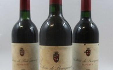 9 bouteilles CHÂTEAU BOURGUENEUF 1990 Pomerol (étiquettes très tachées