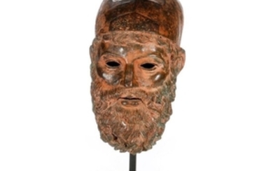A bronze head of Zeus.