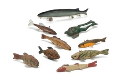 A GROUP OF EIGHT FISH DECOYS, AMERICAN, 20TH CENTURY