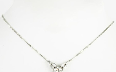 14k White Gold and Diamond Pendant Necklace